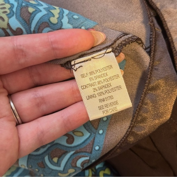STUDIO Y Vintage Y2K Brown Blue Paisley V Neck Handkerchief Hem Halter Dress - Picture 10 of 11
